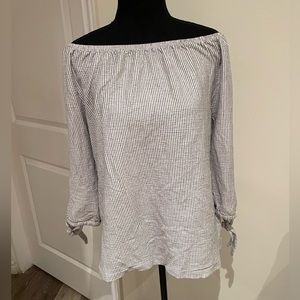 Charlie Paige White Black Stripe Off the Shoulder with Ties Size XL